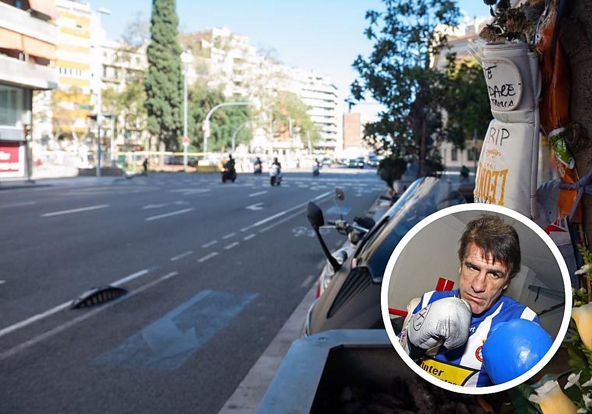 El punto del púgil sufrió el accidente mortal. A la derecha, vestido con la camiseta del Espanyol, en una imagen de archivo