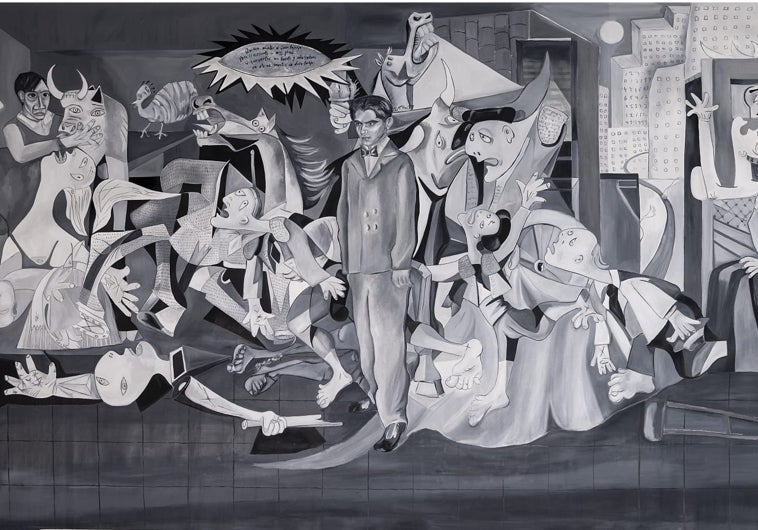 Composición del Guernica con presencia de Lorca y Picasso, realizada por la autora del estudio