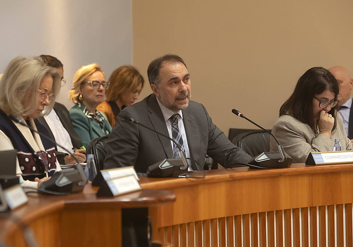 El conselleiro de Sanidade, Julio García Comesaña, durante su intervención en la Comisión 3ª de Sanidade