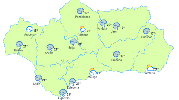 Pronóstico en Andalucía para este jueves por la tarde