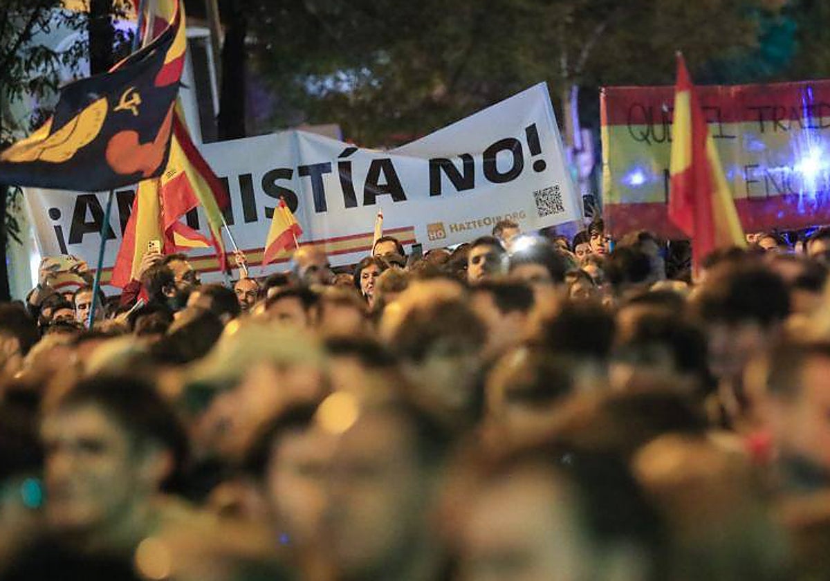 Una protesta reciente en eMadrid contra la amnistía