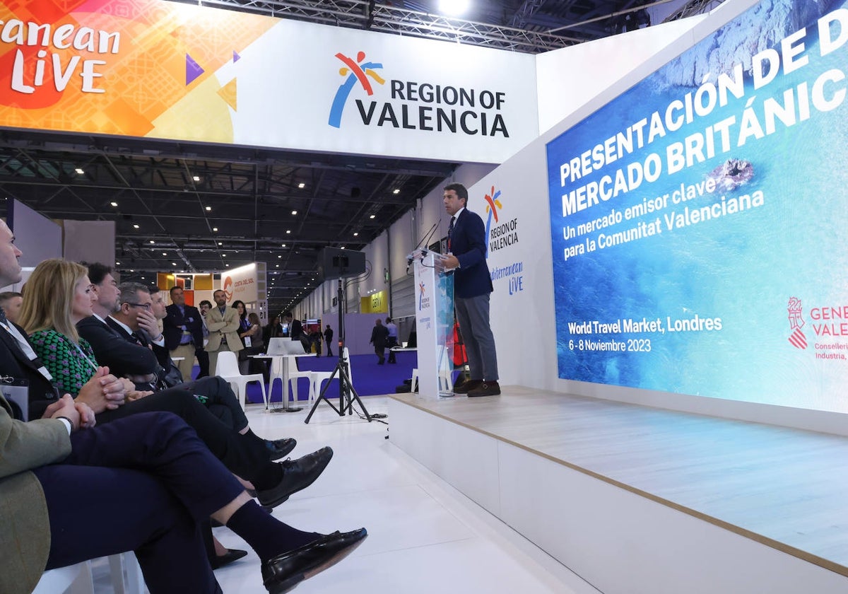 Imagen del stand de la Comunidad Valenciana en la feria World Travel Market 2023