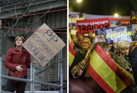 Protestas ante Génova en 2004 y ante Ferraz en 2023