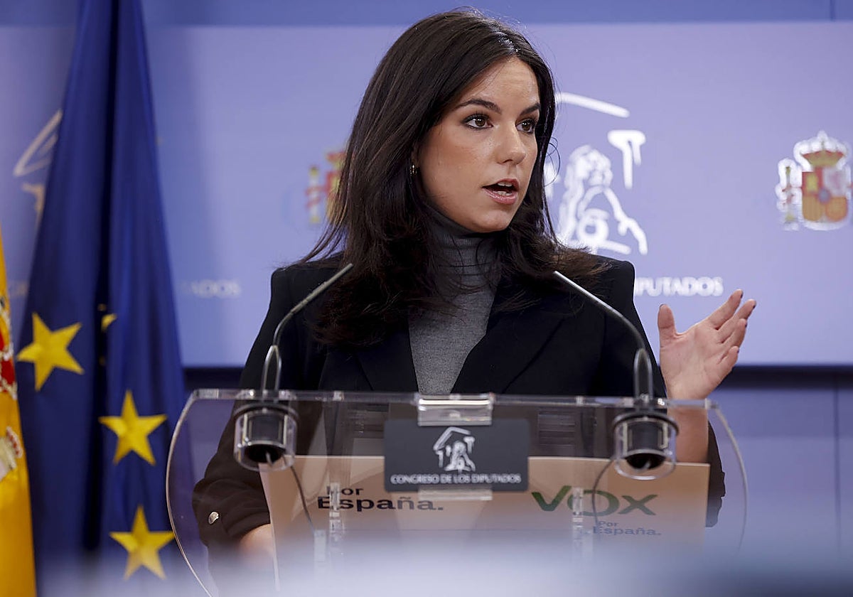 La portavoz de Vox en el Congreso, Pepa Millán, en rueda de prensa