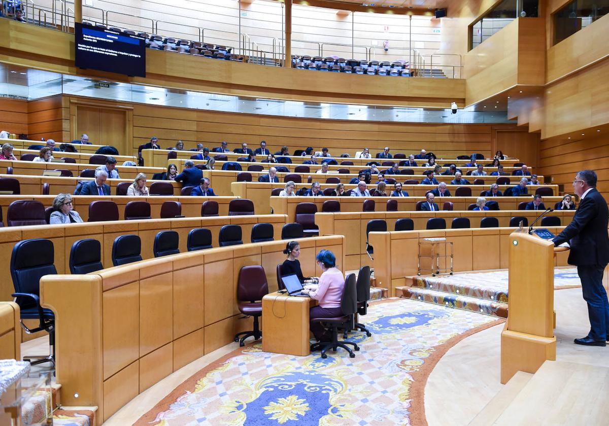 Los senadores, durante el pleno en el que se tomó en consideración la reforma del reglamento