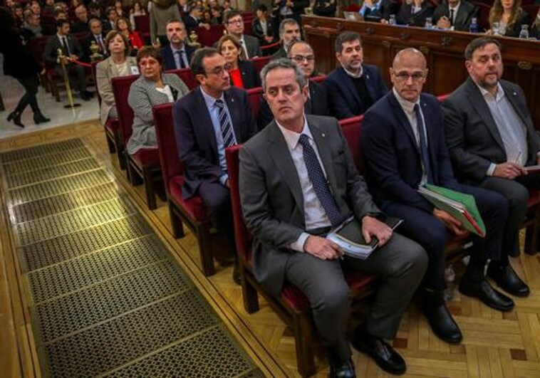 Los condenados por la Sala Segunda del Tribunal Supremo, durante el juicio