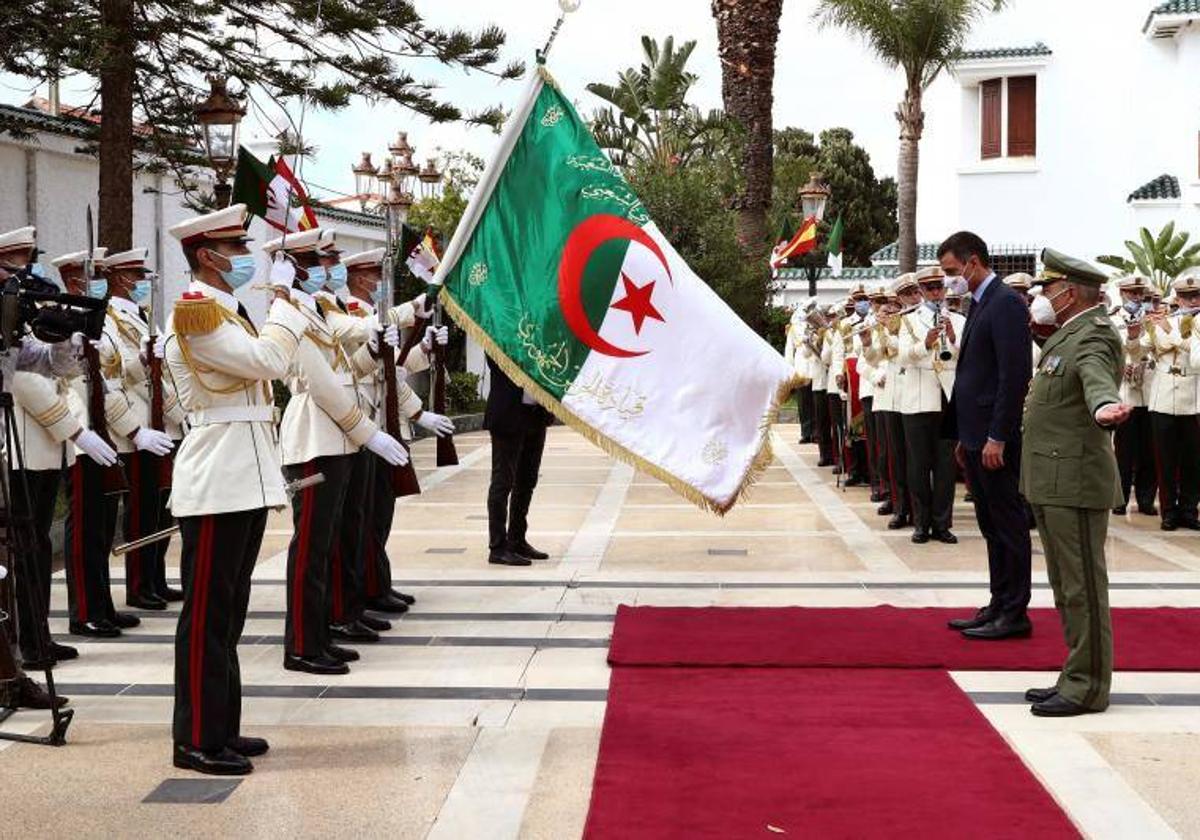 Pedro Sánchez durante un viaje a Argel