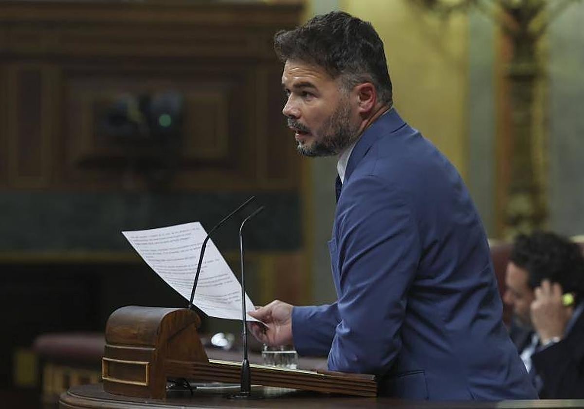 El portavoz de ERC en el Congreso, Gabriel Rufián, durante su intervención