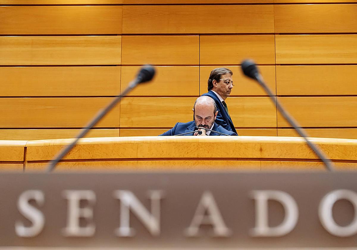 Pedro Rollán, presidente del Senado, durante el pleno de este martes