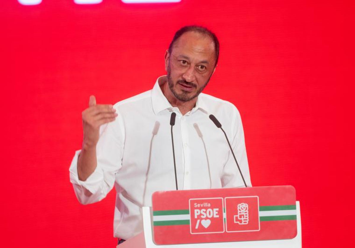 Gómez de Celis, durante un acto electoral en Sevilla