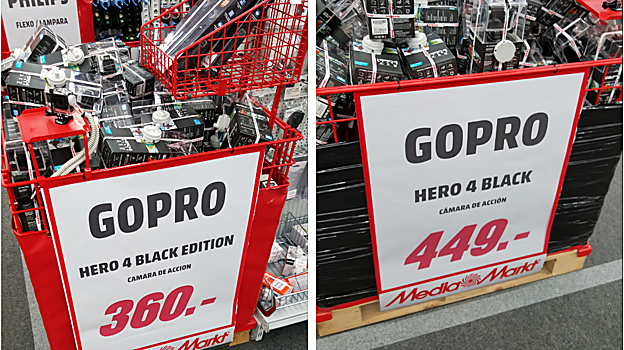 Diferencia de precios de una cámara GoPro durante el Black Friday en Mediamarkt (denunciado por un usuario de Forocoches)