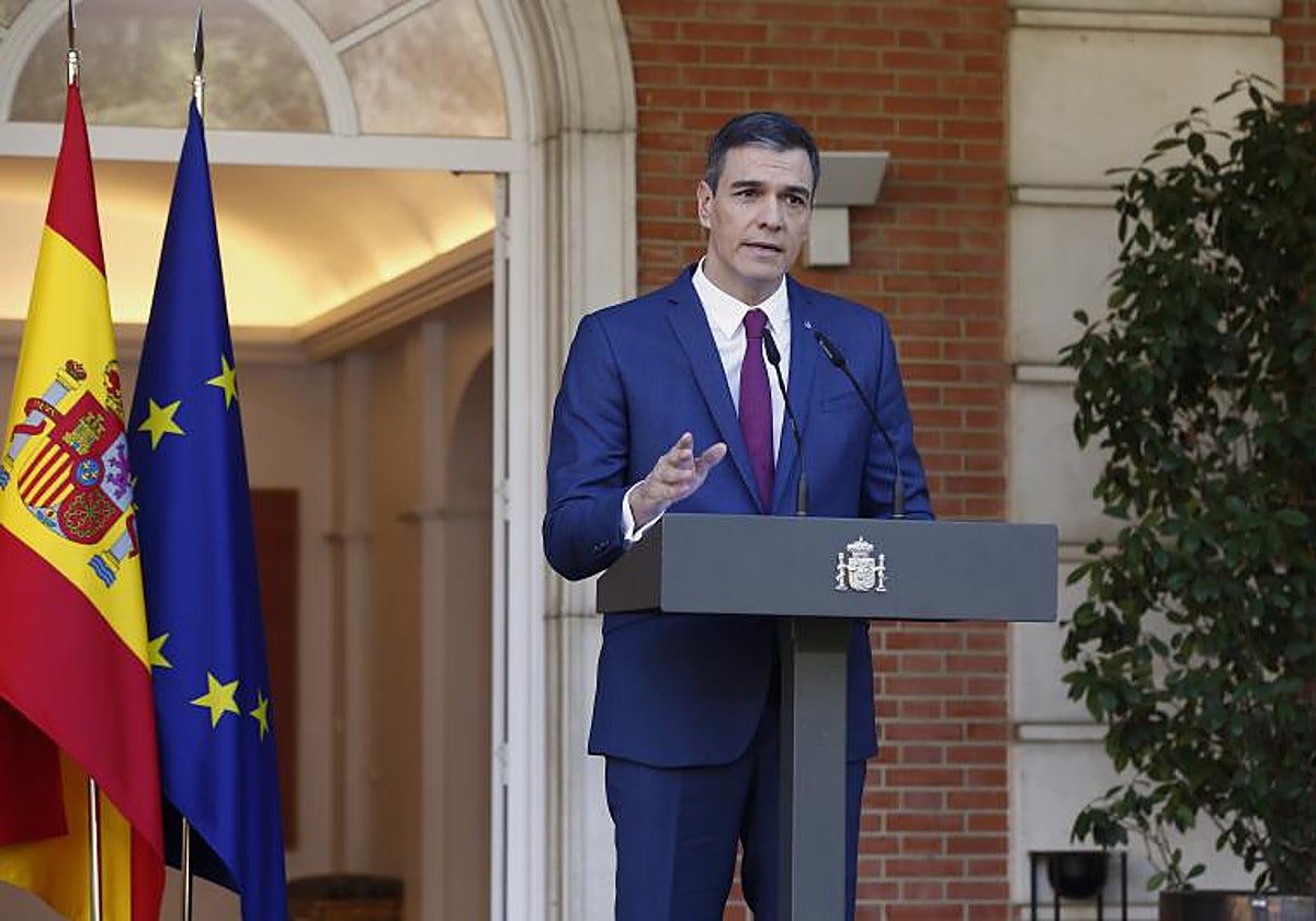 El presidente del Gobierno, Pedro Sánchez, en el Palacio de la Moncloa