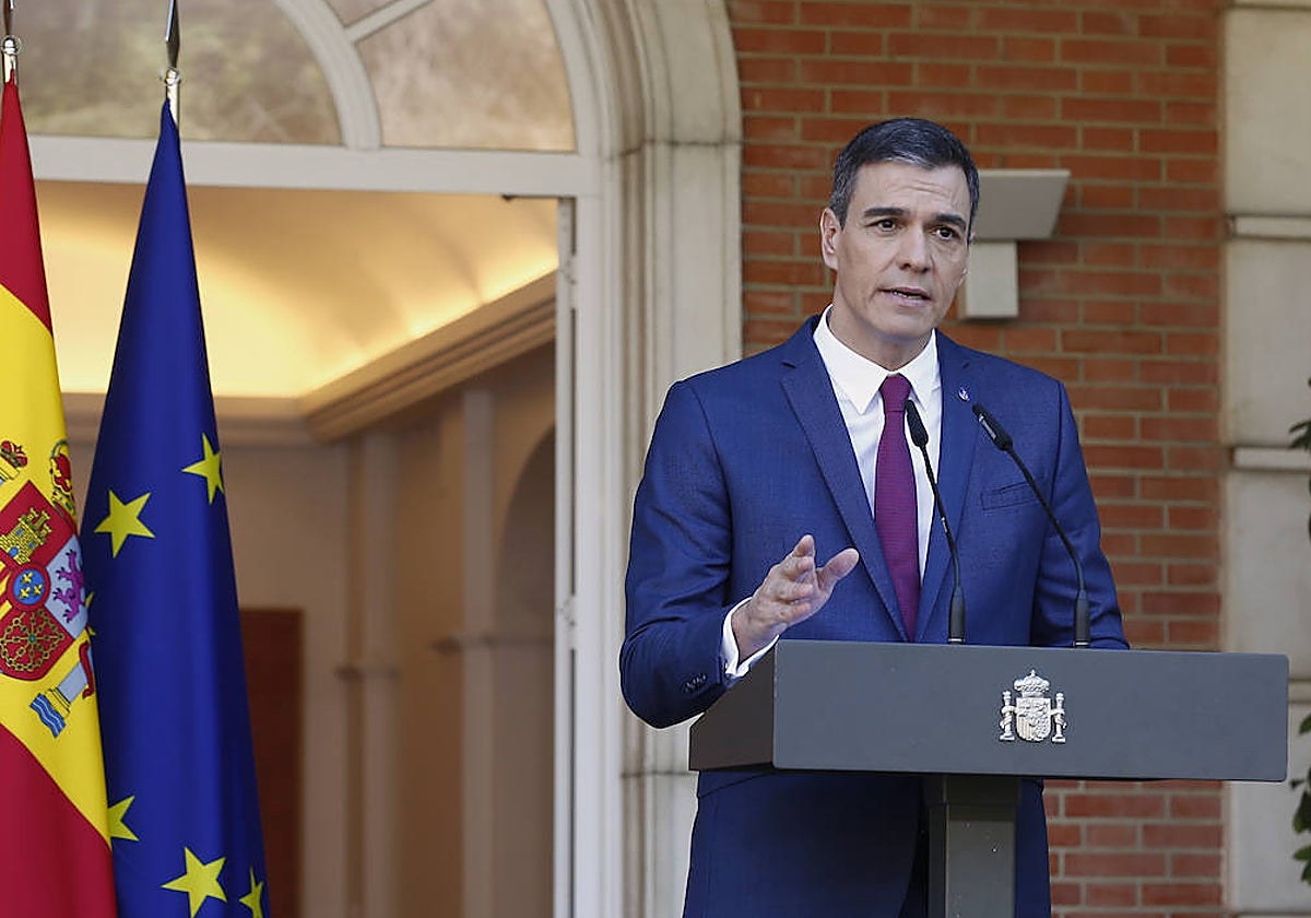 Pedro Sánchez, ayer, en el Palacio de La Moncloa