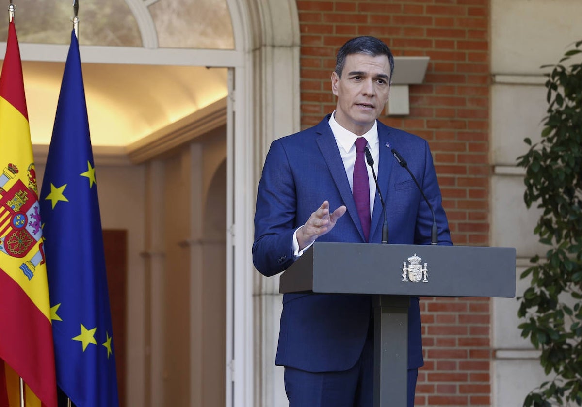 Pedro Sánchez, hoy, en el palacio de La Moncloa