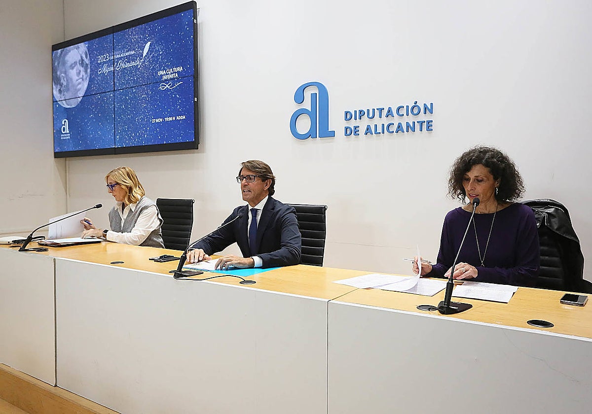 Imagen de la presentación de la lista de galardonados en los Premios Miguel Hernández 2023