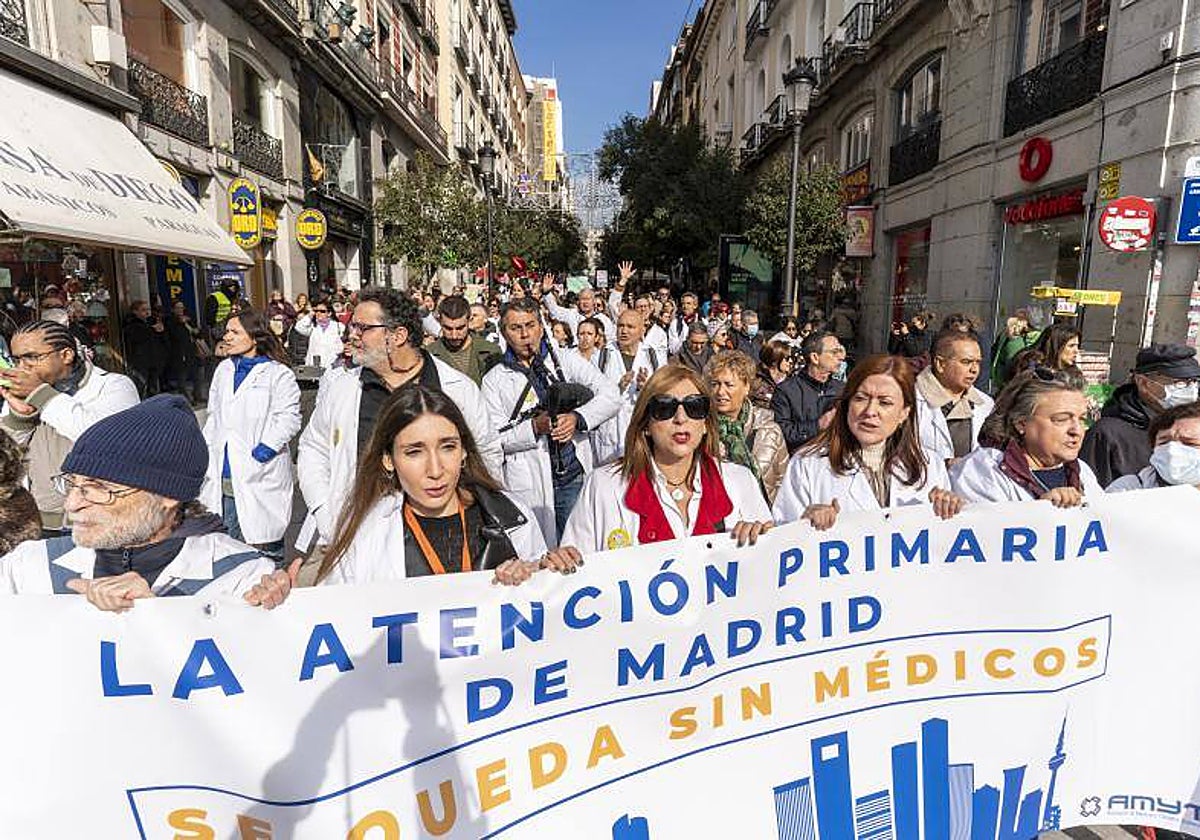 Una de las protestas de médicos de Atención Primaria convocadas por Amyts en 2022 y 2023 en Madrid