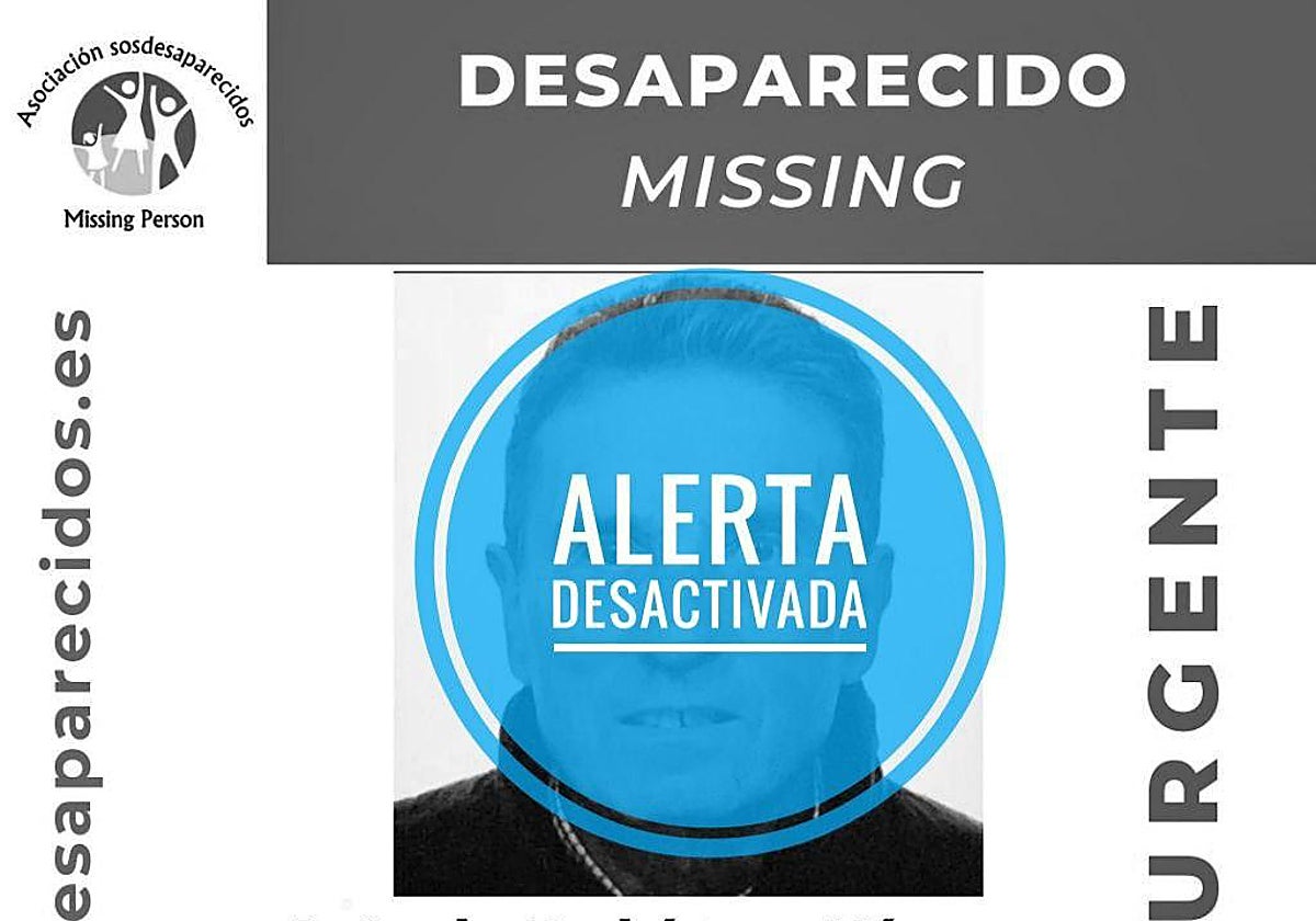 Cartel anunciador del desaparecido ya localizado
