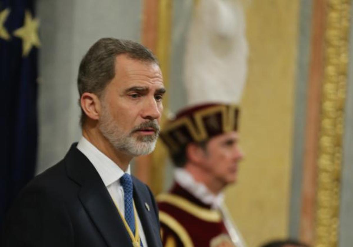 Felipe VI, durante la apertura de la XIV Legislatura, en 2020, en el Congreso de los Diputados