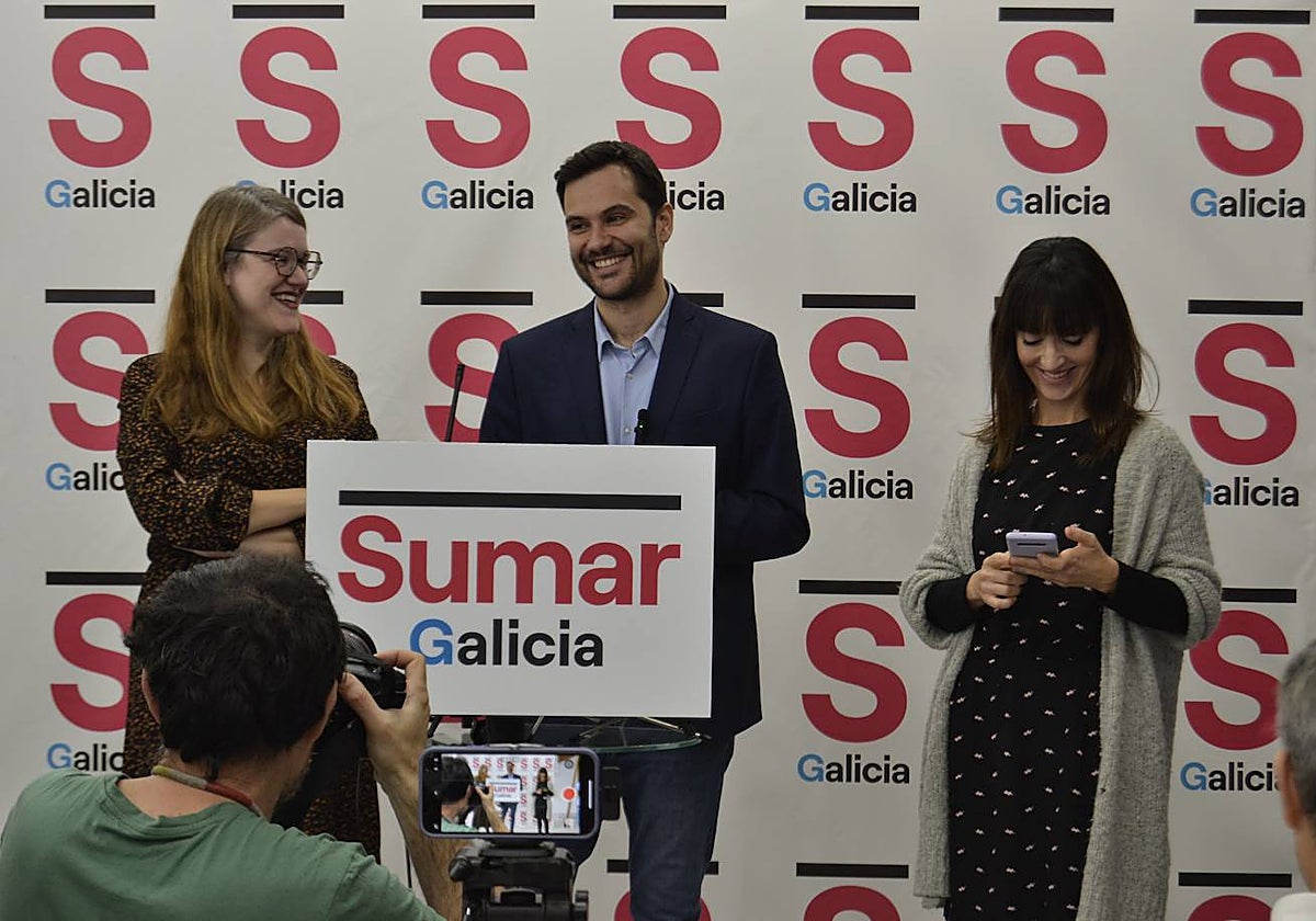 Primera rueda de prensa de Sumar Galicia, este miércoles en Santiago