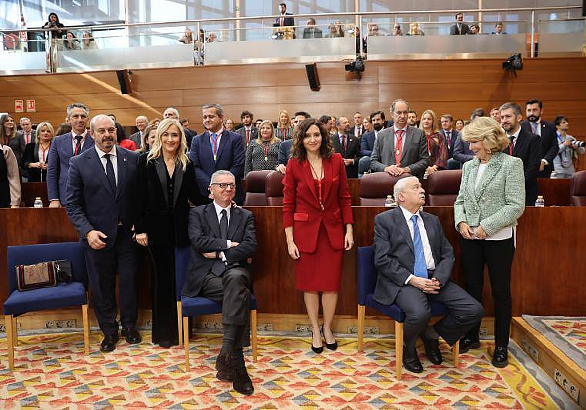 Rollán, Cifuentes, Ruiz-Gallardón, Díaz Ayuso, Leguina y Aguirre, en la Asamblea de Madrid