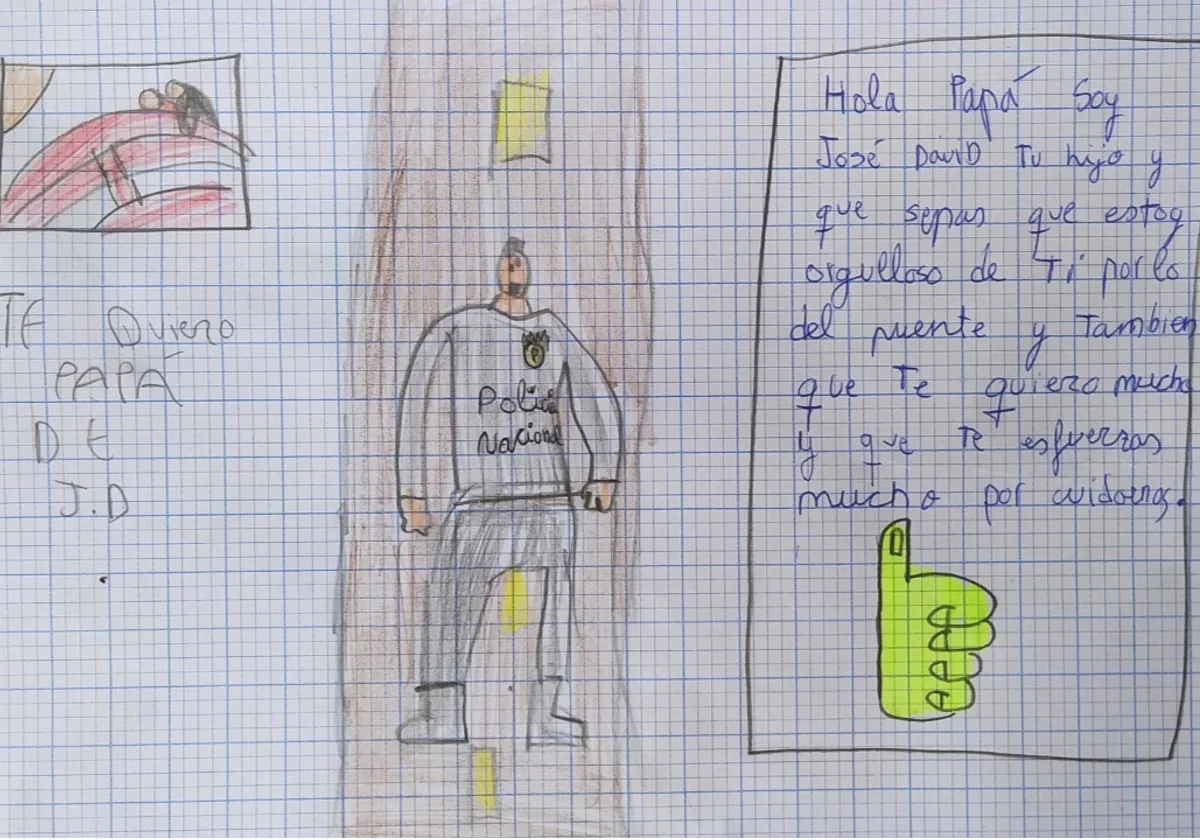 El dibujo de su hijo mayor, de 10 años