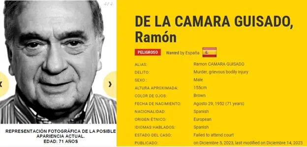 Ramón de la Cámara, entre los fugitivos más buscados