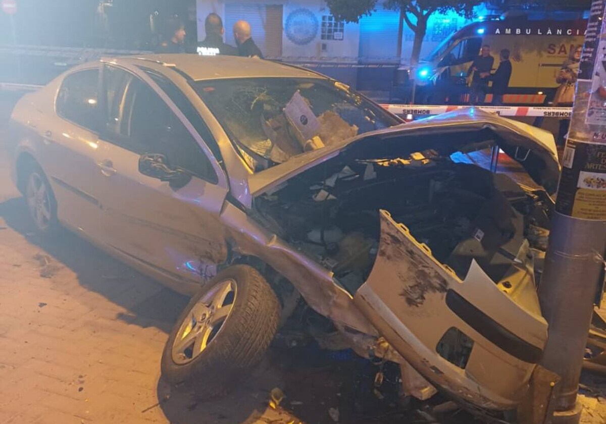 Imagen del vehículo tras el siniestro ocurrido en Alboraya (Valencia)