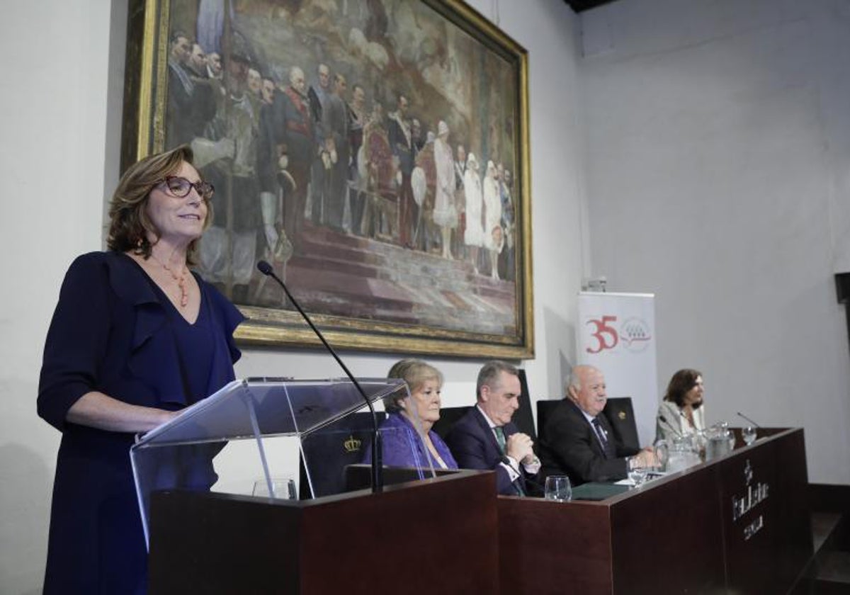 La presidenta de la Cámara de Cuentas de Andalucía, Carmen Núñez, durante el 35 aniversario de la institución