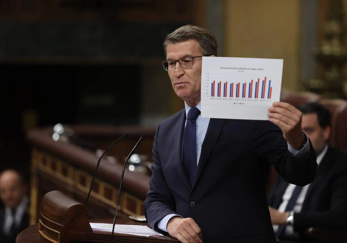 Alberto Núñez Feijóo, durante su intervención en el Congreso