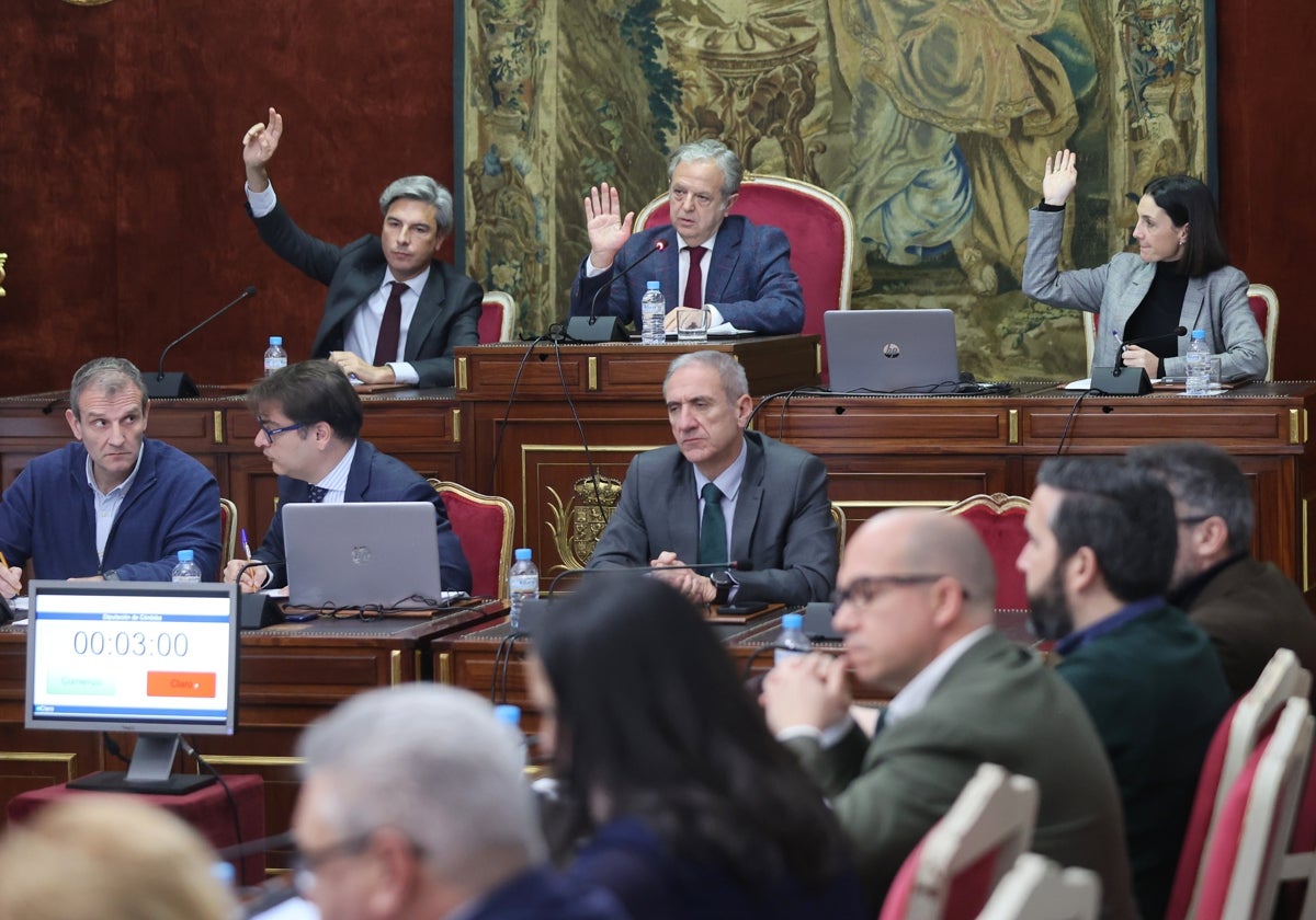 Salvador Fuentes vota a favor en el pleno de este viernes en el palacio de la Merced