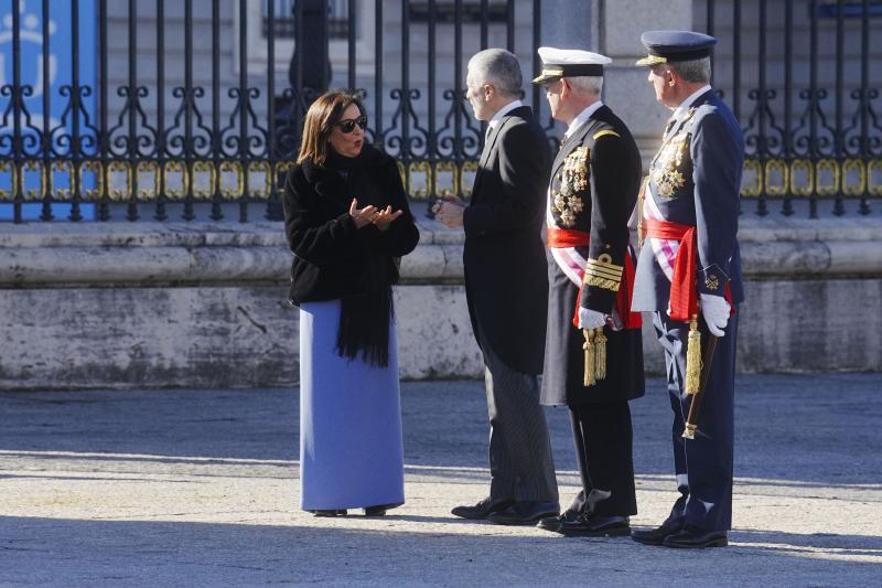 La ministra de Defensa, Margarita Robles, el ministro del Interior, Fernando Grandes-Marlaska, y el jefe de Estado Mayor de la Defensa (Jemad), almirante Teodoro López Calderón