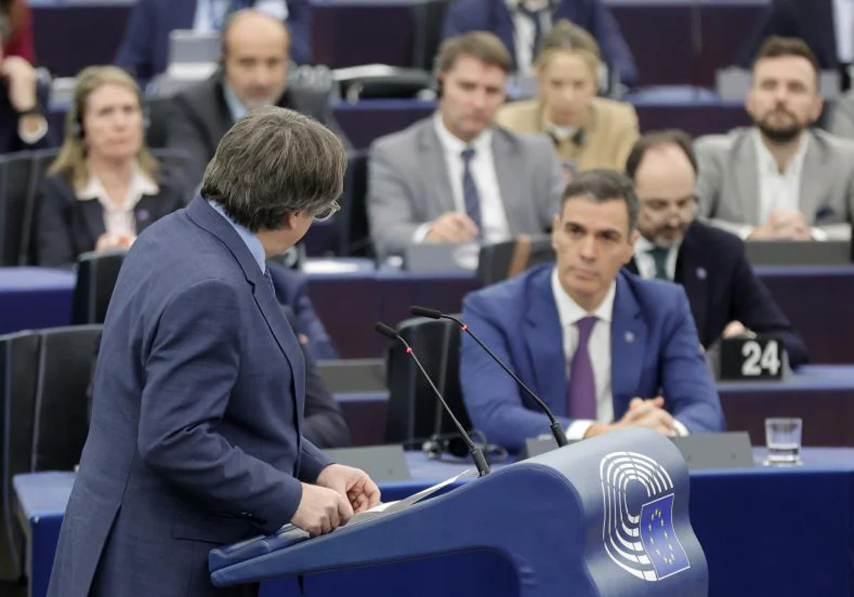 Puigdemont y Sánchez, en el Parlamento europeo