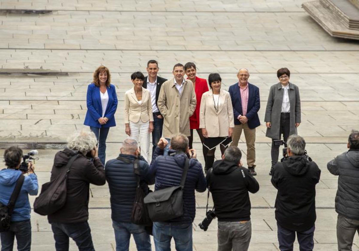 El coordinador general de Bildu, Arnaldo Otegui, durante un acto en Vitoria