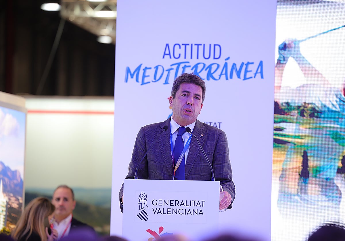 Imagen del presidente de la Generalitat Valenciana, Carlos Mazón, en Fitur