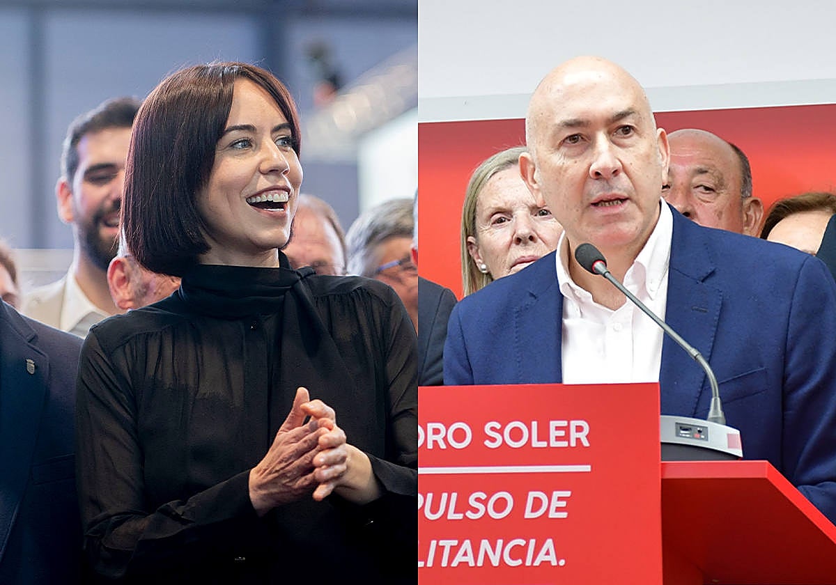 Imagen de la ministra de Ciencia, Diana Morant, y del secretario general del PSPV en la provincia de Alicante, Alejandro Soler
