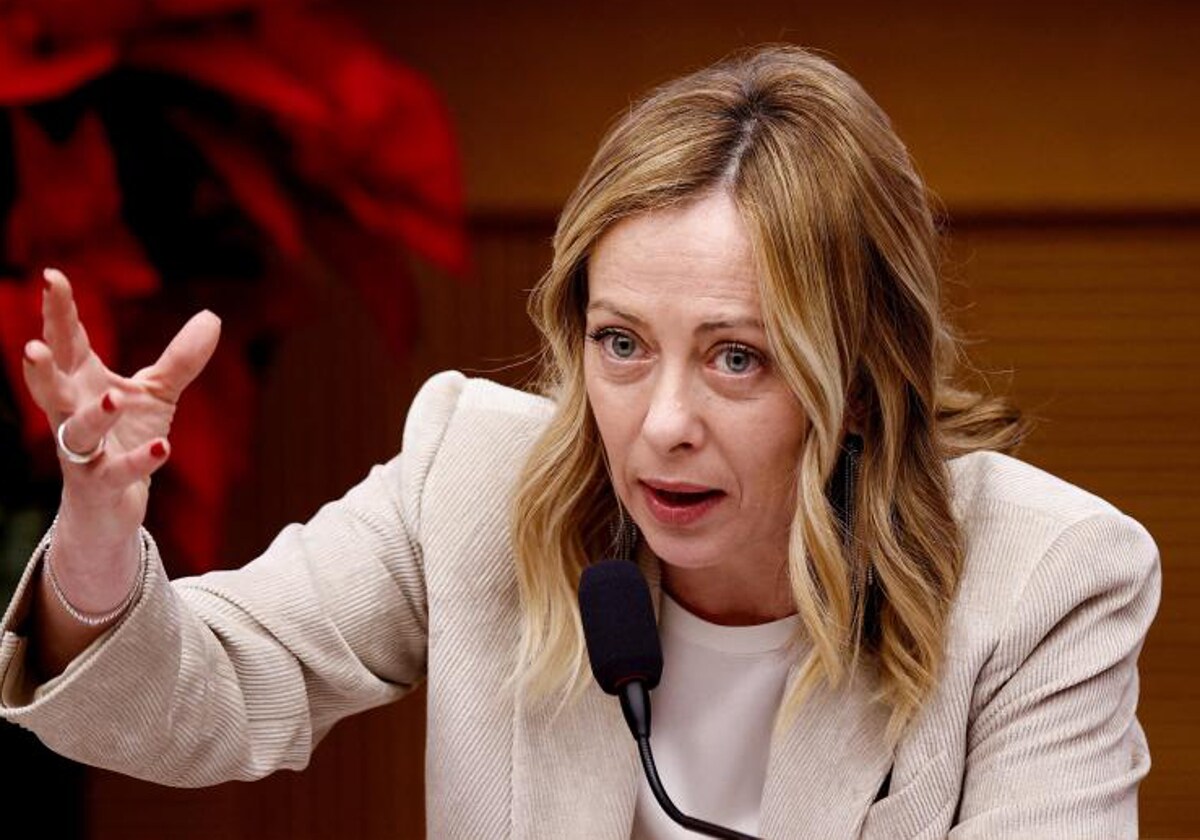 La primera ministra de Italia, Giorgia Meloni, durante una intervención