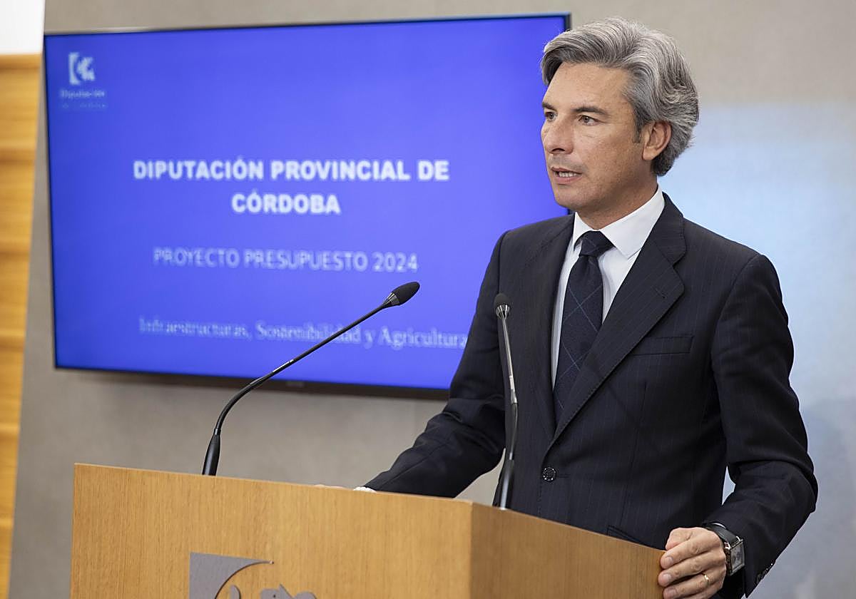 El vicepresidente primero de Diputación, este jueves durante su comparecencia