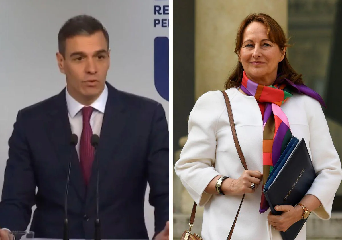 El presidente del Gobierno español, Pedro Sánchez, y la exministra de Ecología francesa Ségolène Royal