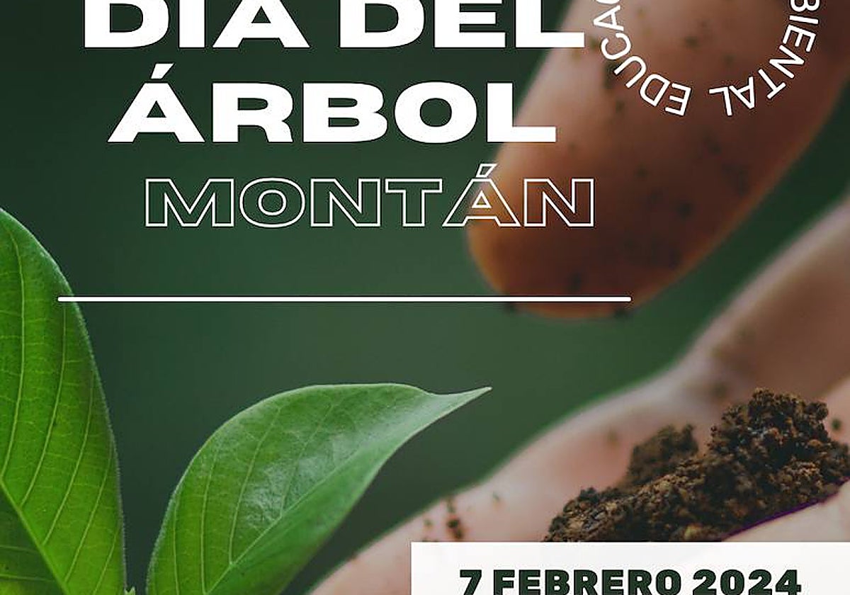 Imagen del cartel promocional del día del árbol en el Ayuntamiento de Montán