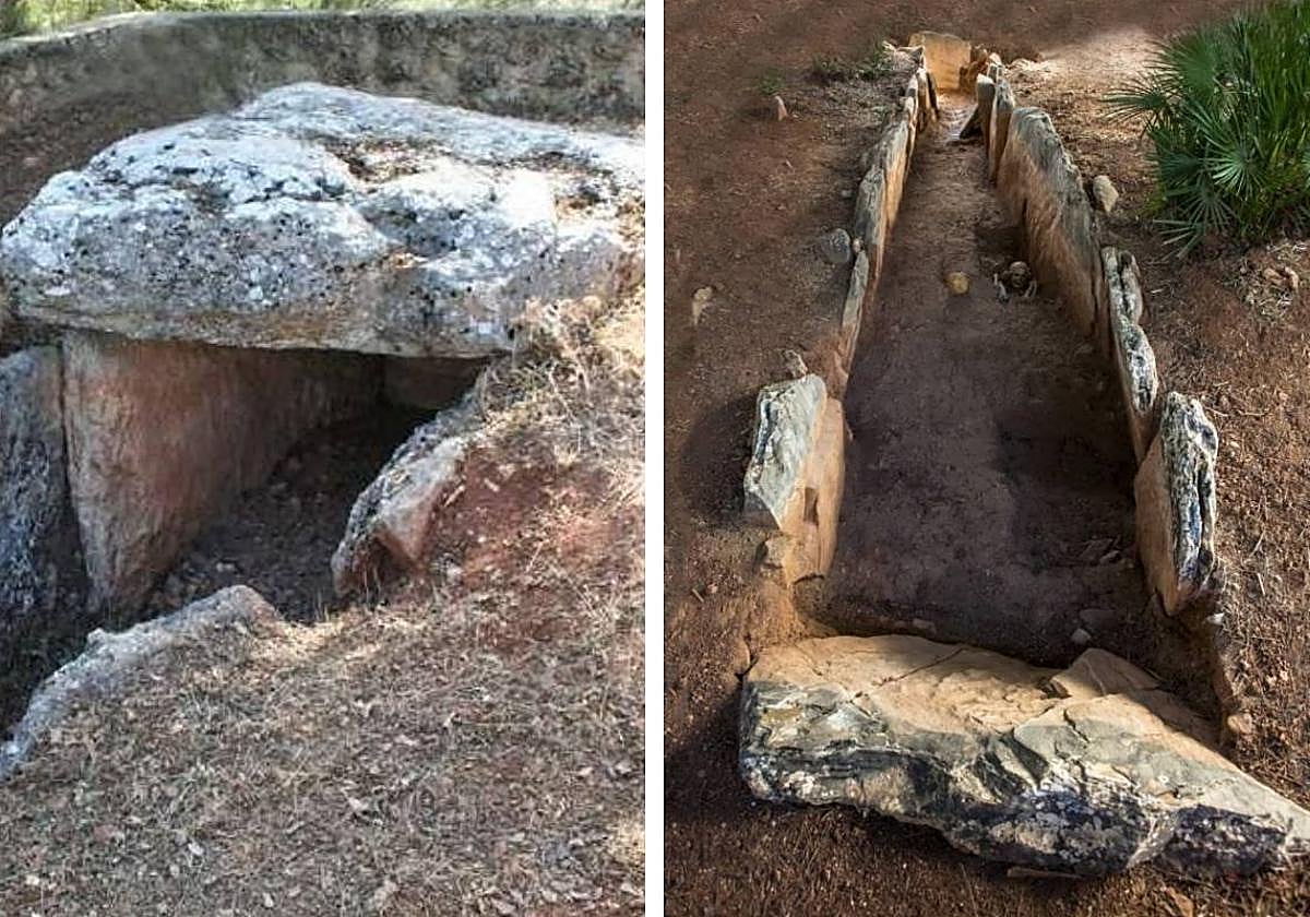 Dólmenes de La Lastra (izquierda) y de la Sierrezuela (derecha)