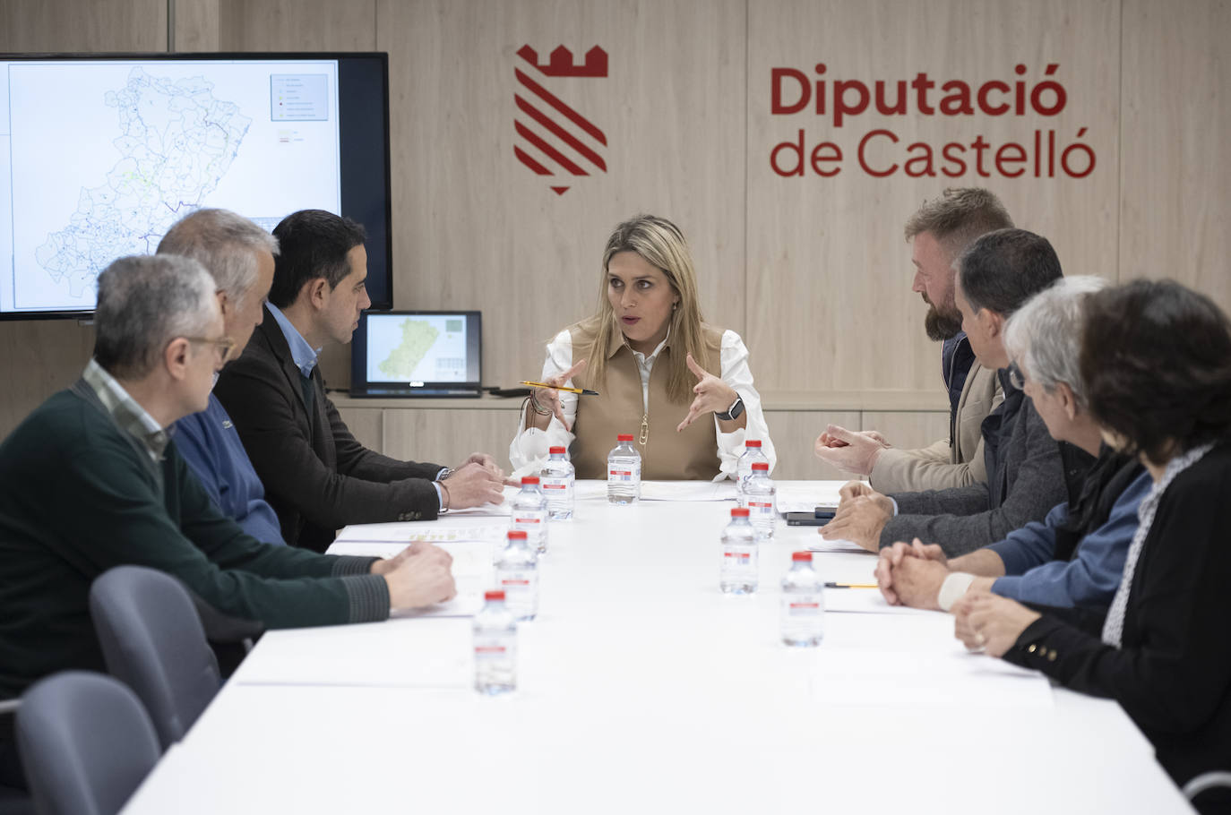 Imagen de Marta Barrachina en su reunión con los técnicos de la Diputación de Castellón