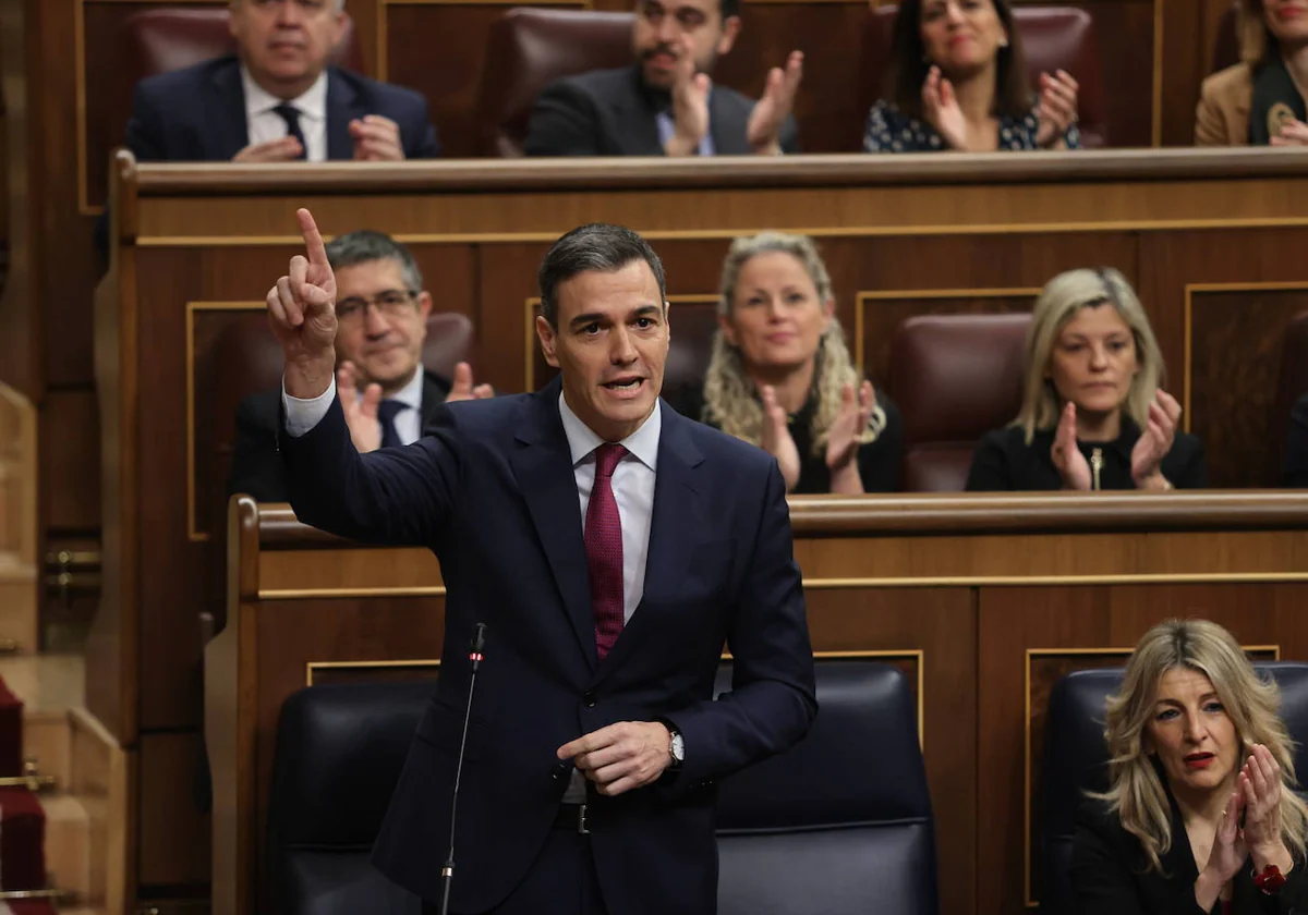 Pedro Sánchez este miércoles en el Congreso de los Diputados