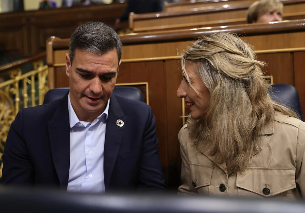 Pedro Sánchez y Yolanda Díaz en el Congreso de los Diputados