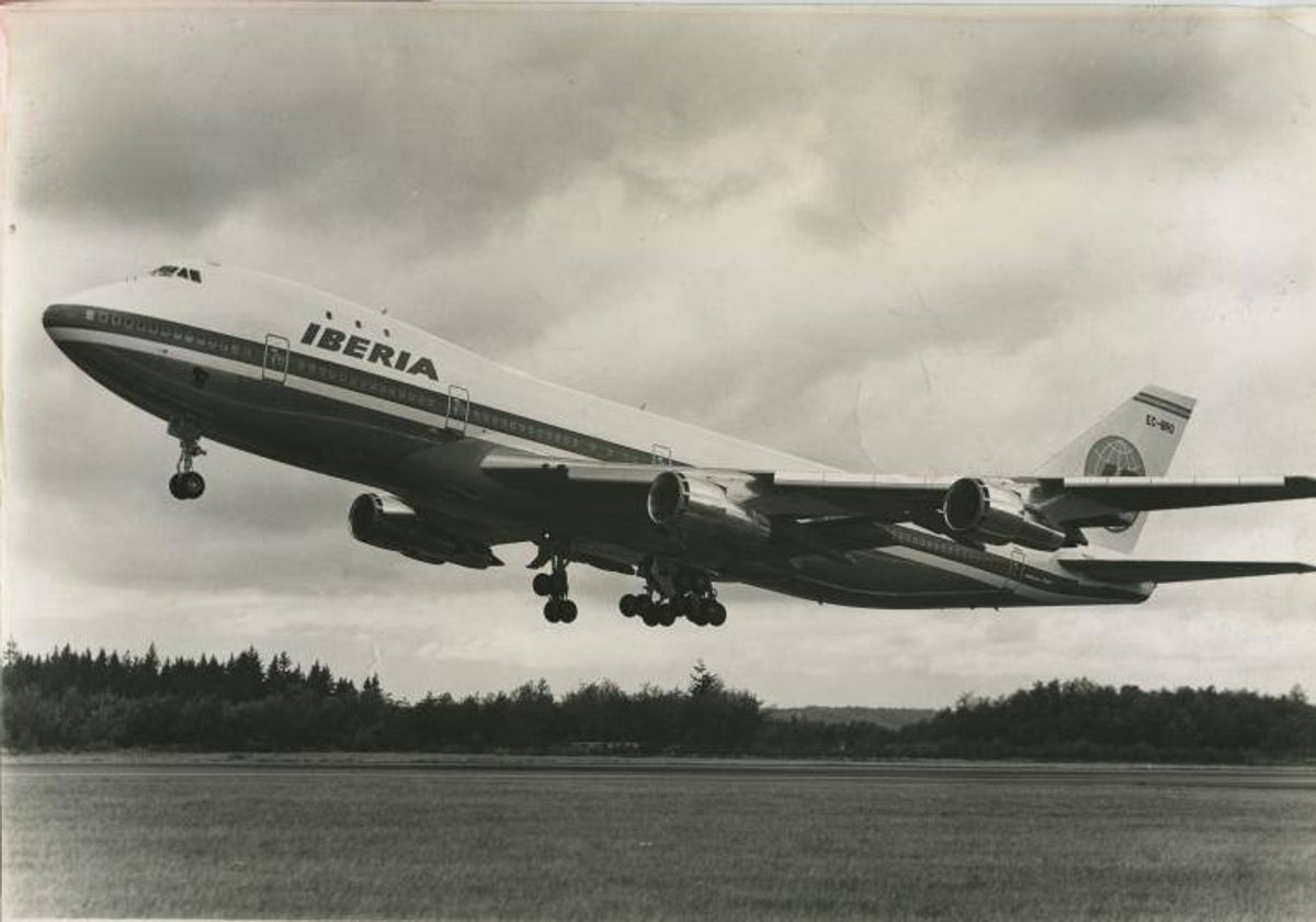 El aerouperto de Barajas, donde finalmente se encontró el bulto, en una imagen de 1969