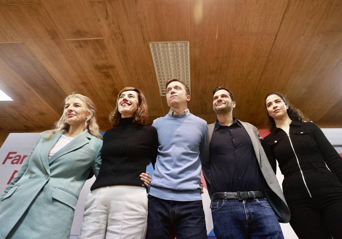 Yolanda Díaz, Marta Lois e Íñigo Errejón este jueves
