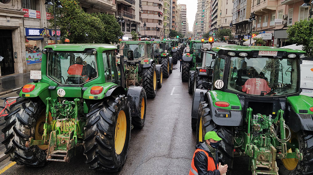 Imagen de archivo de una tractorada en el centro de Valencia