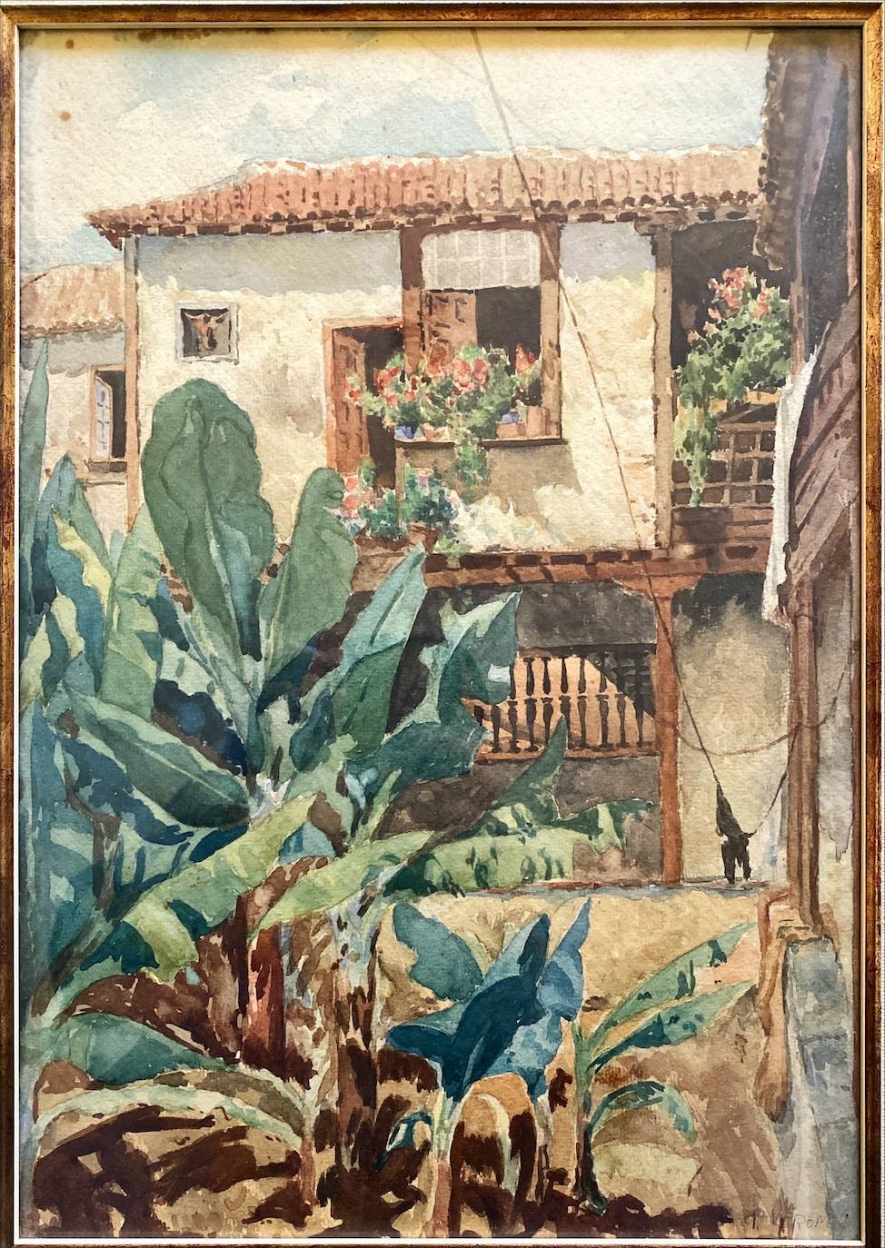 A su vuelta a  Tenerife ya dibujaba acuarelas de cierto mérito, las primeras que han llegado a nosotros, de paisajes canarios, datan de 1911