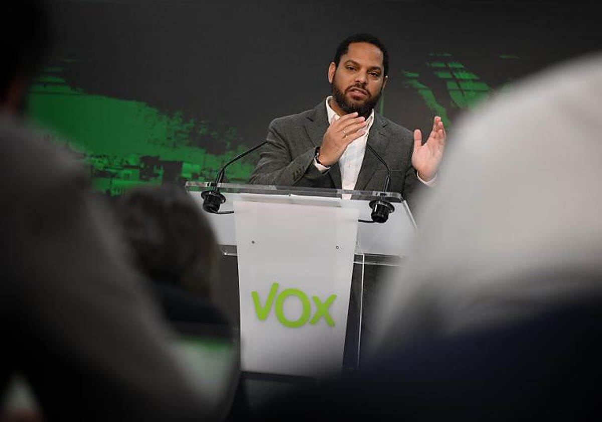 Ignacio Garriga, secretario general de Vox y líder de este partido en Cataluña, en una rueda de prensa la semana pasada