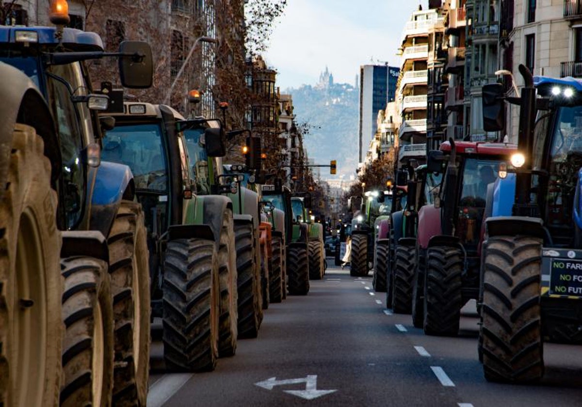 Protesta de agricultores en Barcelona