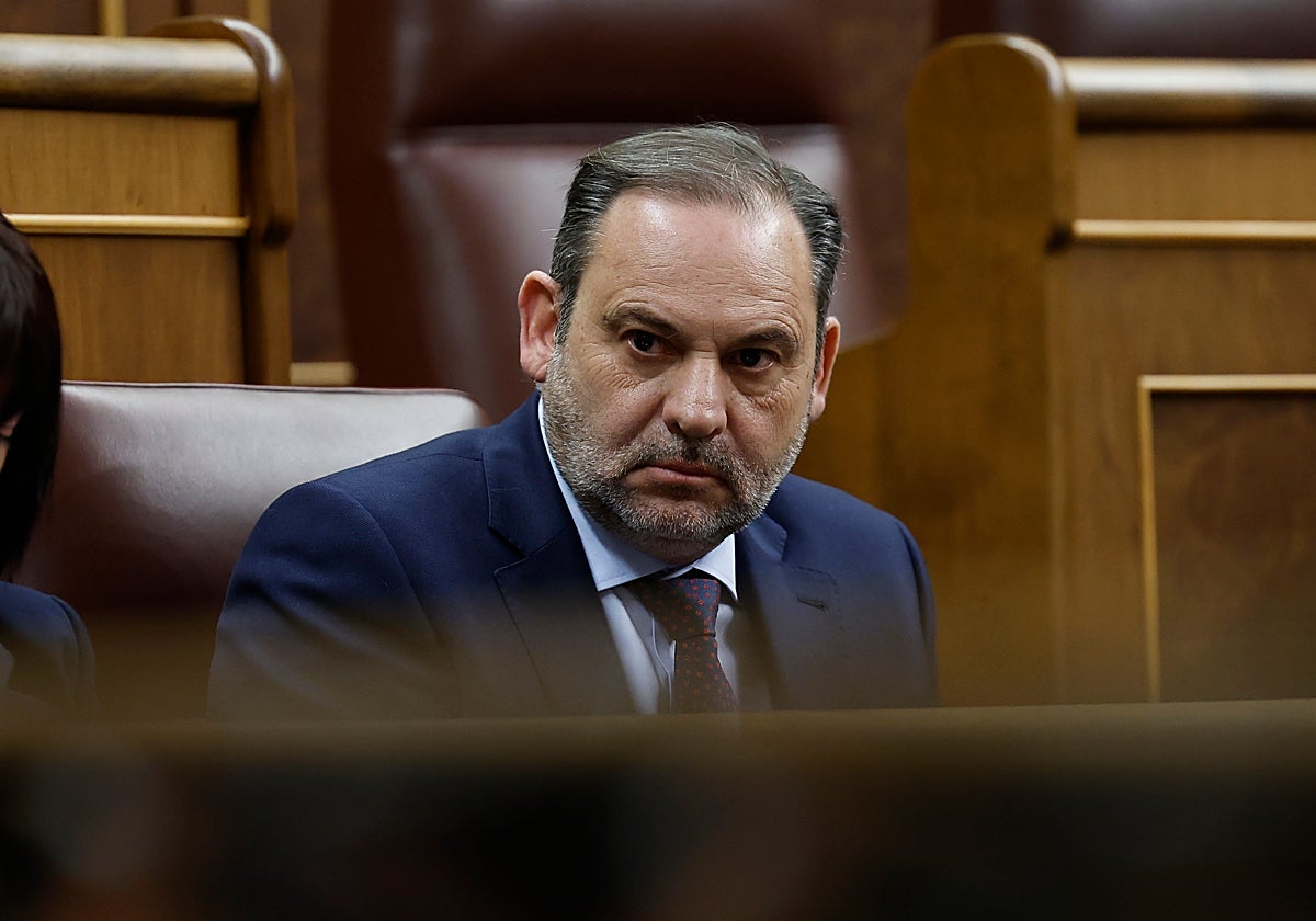 José Luis Ábalos, en su escaño del Congreso